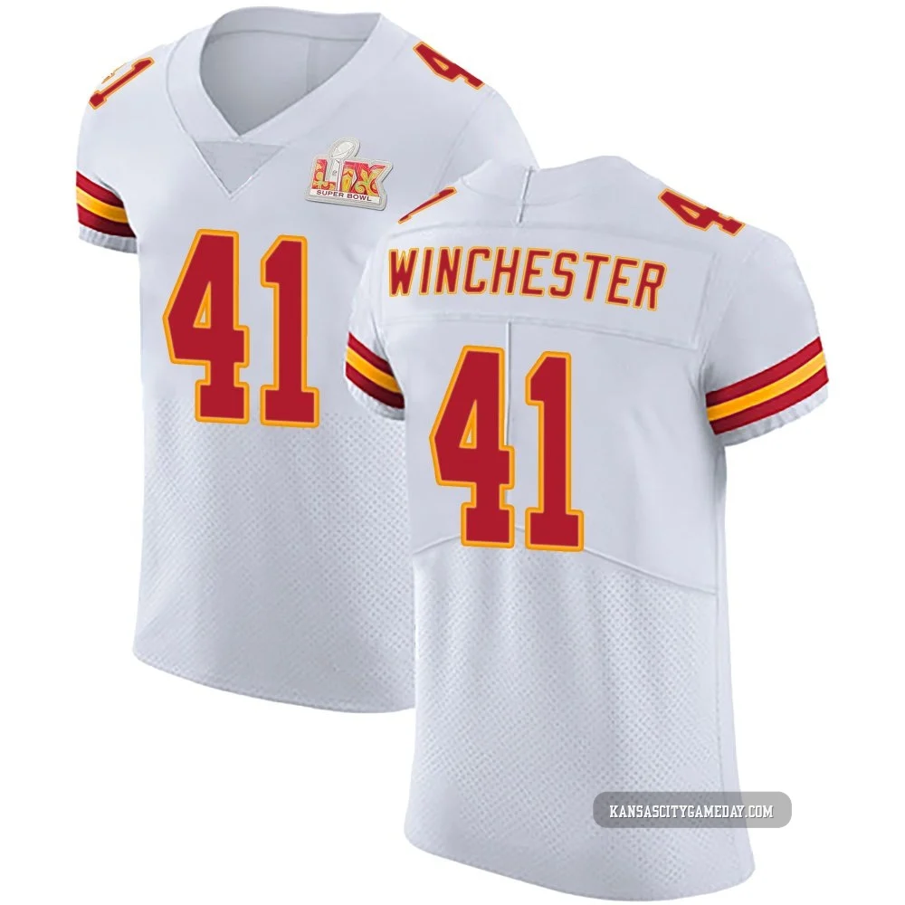 Men's James Winchester Kansas City Chiefs ＃41 Elite White Vapor Untouchable Super Bowl LIX Jersey