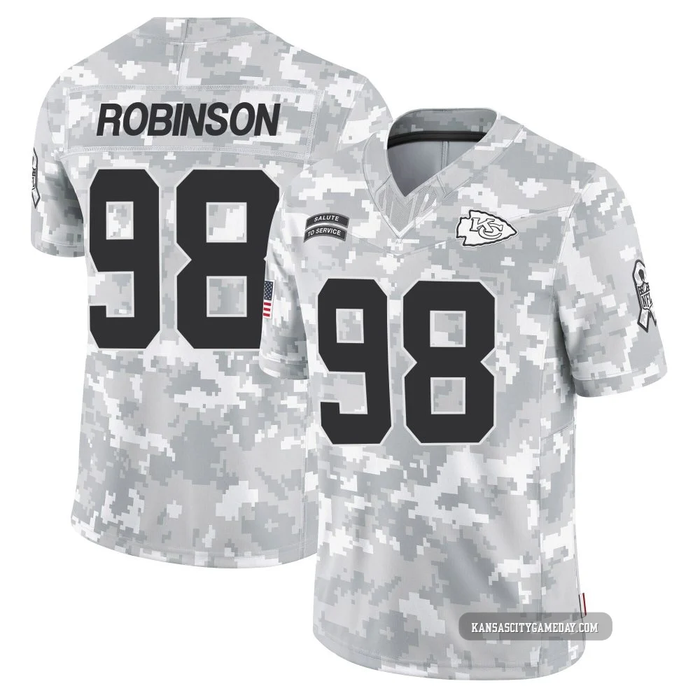 Men's Janarius Robinson Kansas City Chiefs ＃98 Limited Arctic Camo 2024 Salute to Service Jersey
