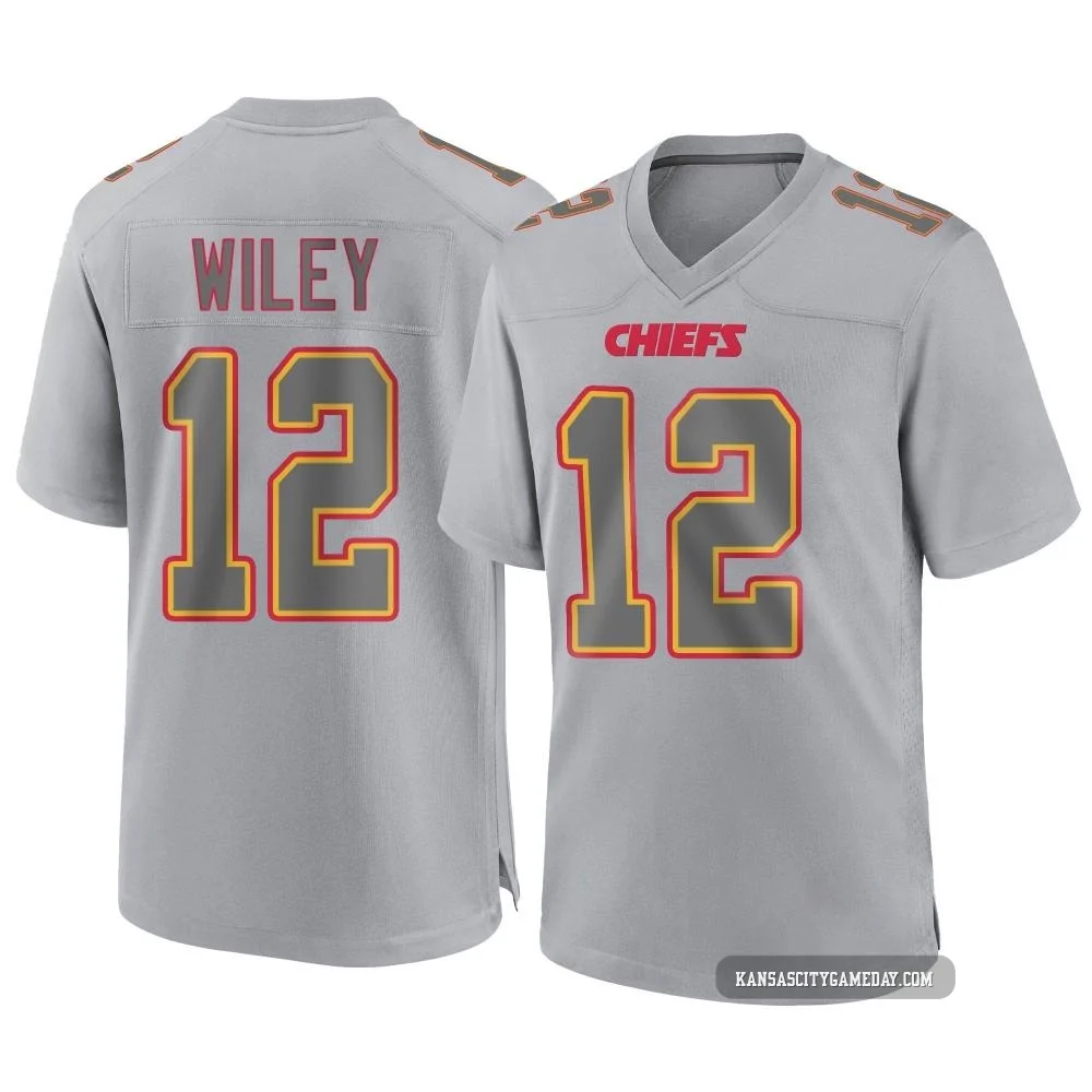 Men's Jared Wiley Kansas City Chiefs ＃12 Game Gray Atmosphere Fashion Jersey