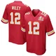 Men's Jared Wiley Kansas City Chiefs ＃12 Game Red Team Color Super Bowl LIX Jersey