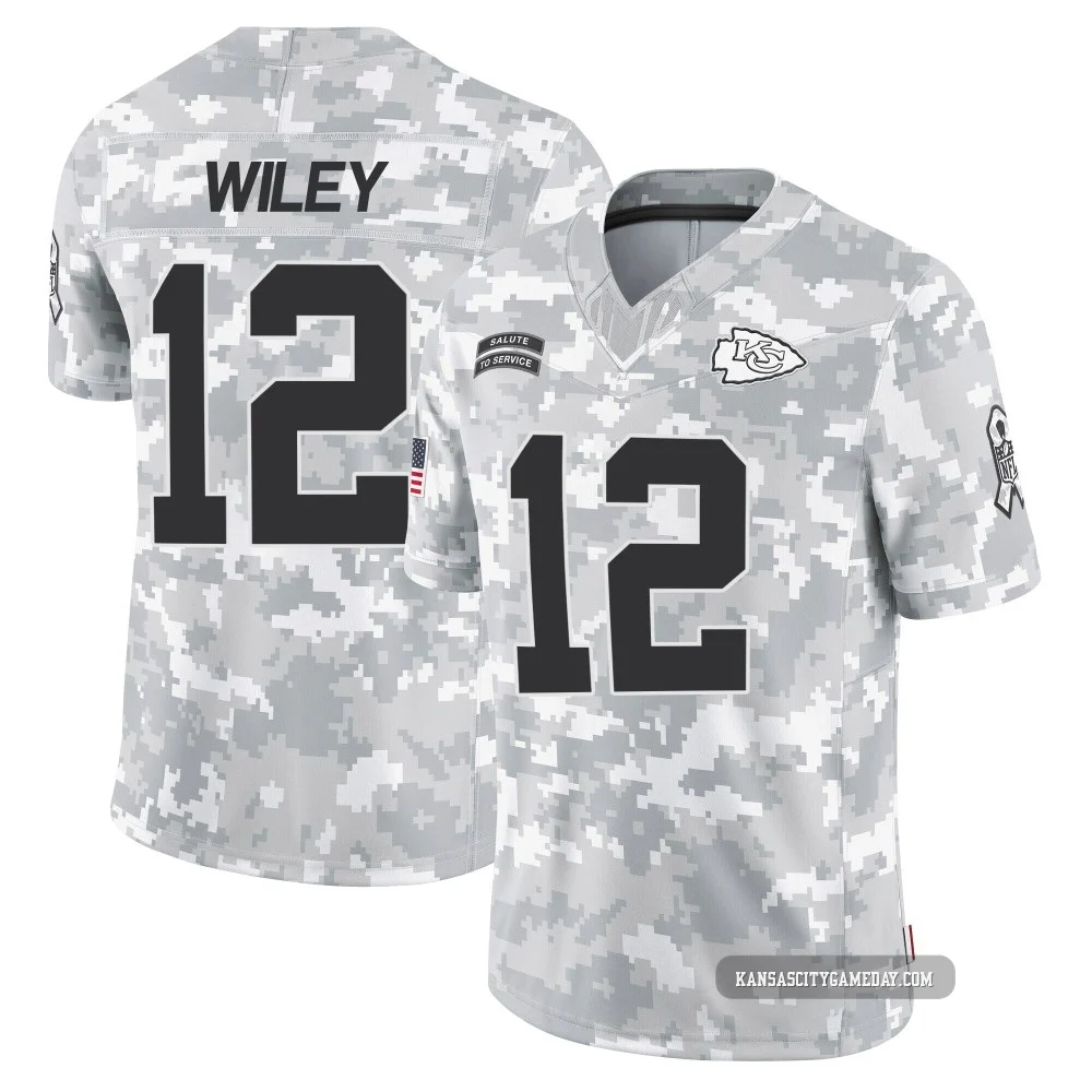 Men's Jared Wiley Kansas City Chiefs ＃12 Limited Arctic Camo 2024 Salute to Service Jersey