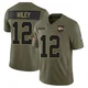 Men's Jared Wiley Kansas City Chiefs ＃12 Limited Olive 2025 Salute to Service Jersey