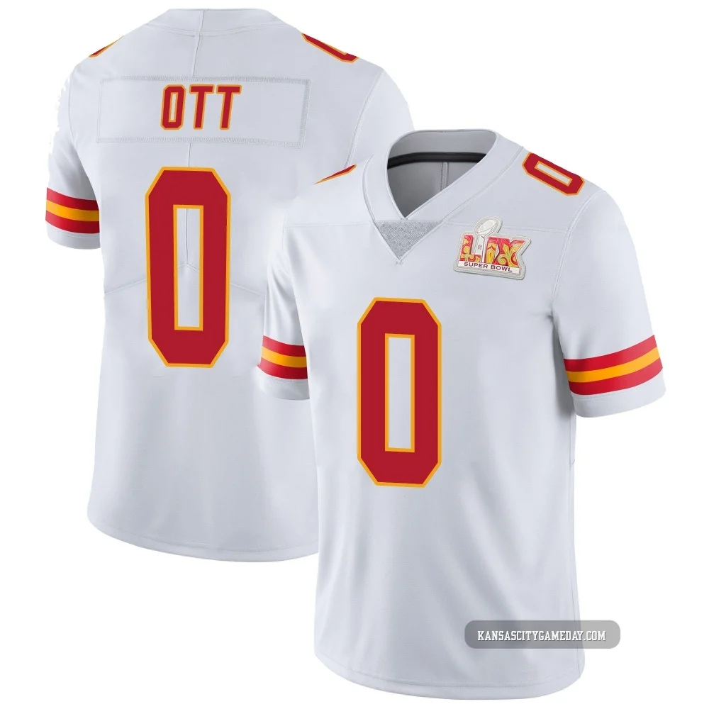 Men's Jaydn Ott Kansas City Chiefs ＃0 Limited White Vapor Untouchable Super Bowl LIX Jersey