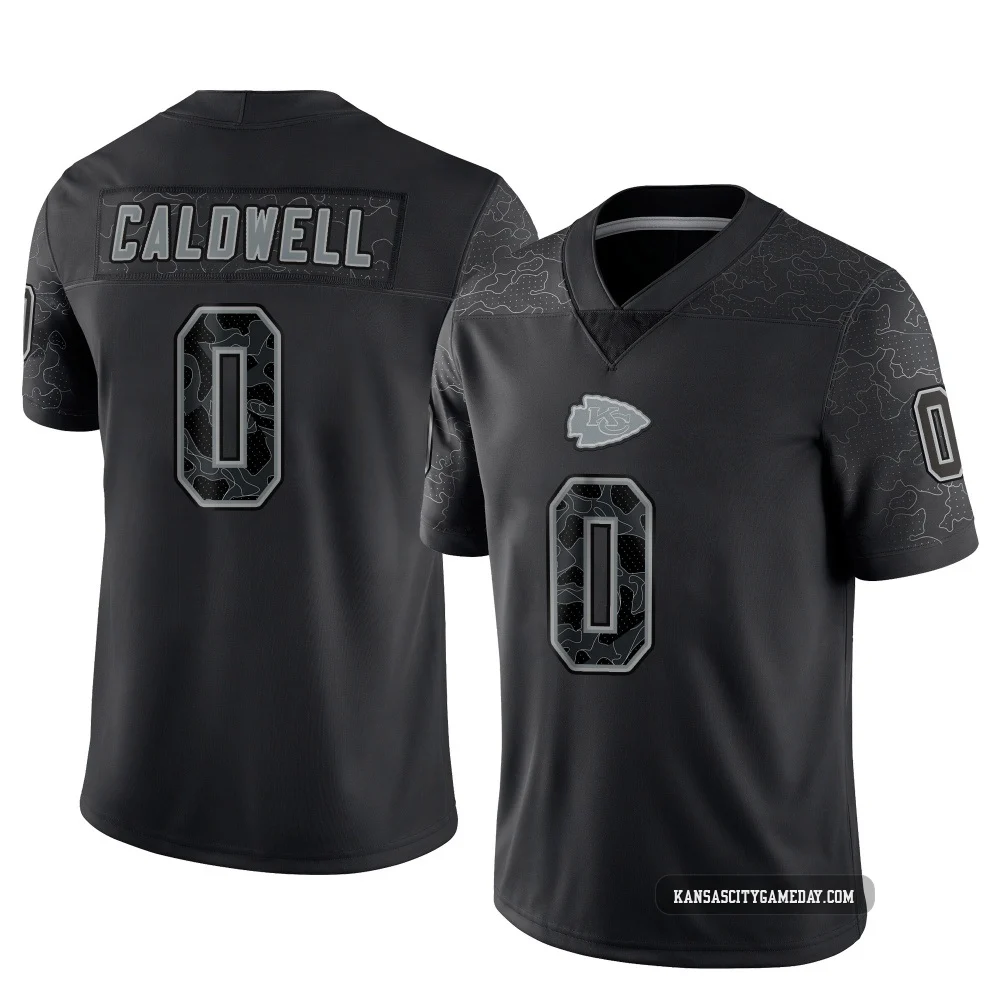 Men's Jeff Caldwell Kansas City Chiefs ＃0 Limited Black Reflective Jersey