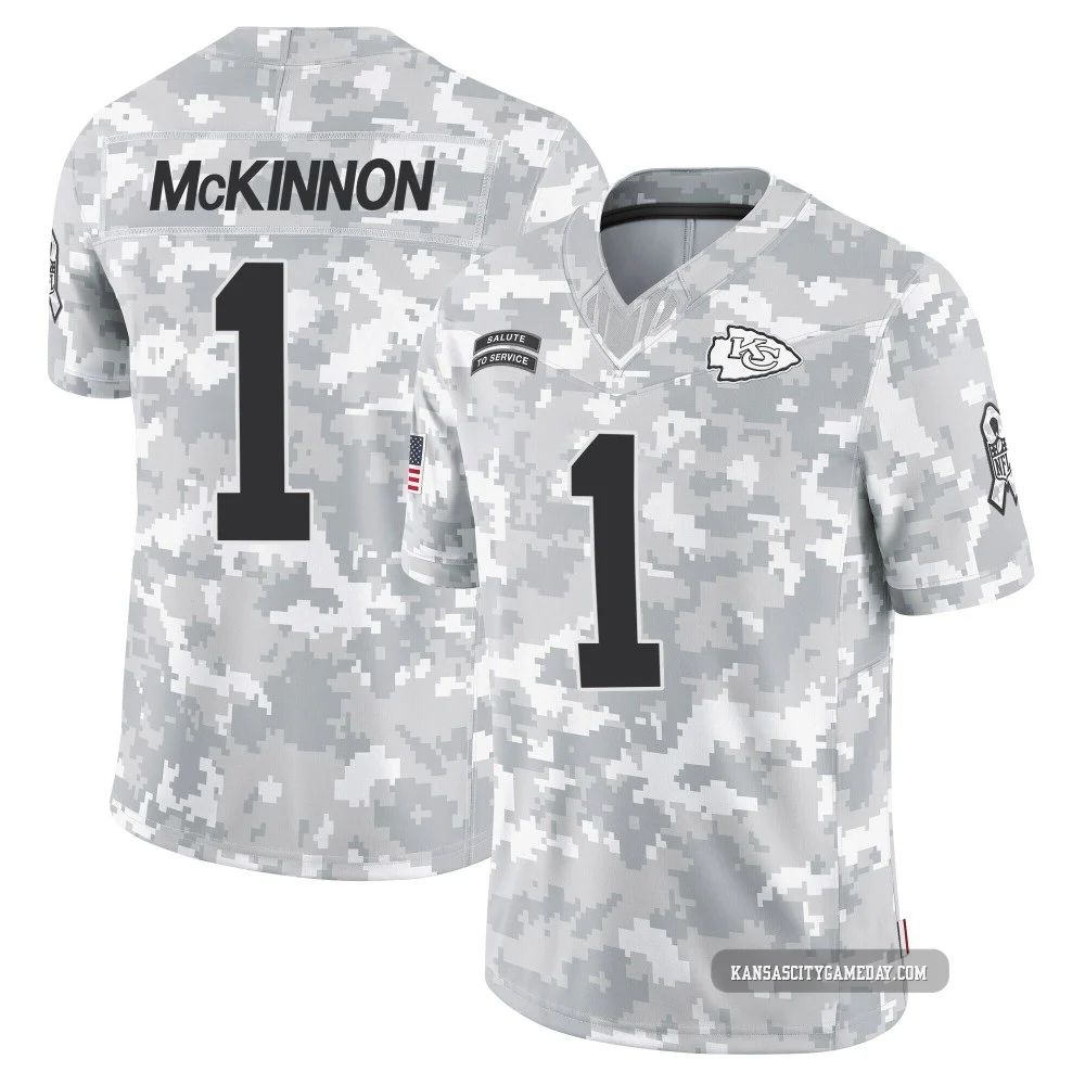 Men's Jerick McKinnon Kansas City Chiefs ＃1 Limited Arctic Camo 2024 Salute to Service Jersey