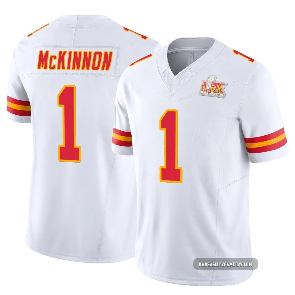 Men's Jerick McKinnon Kansas City Chiefs ＃1 Limited White Vapor F.U.S.E. Super Bowl LIX Jersey