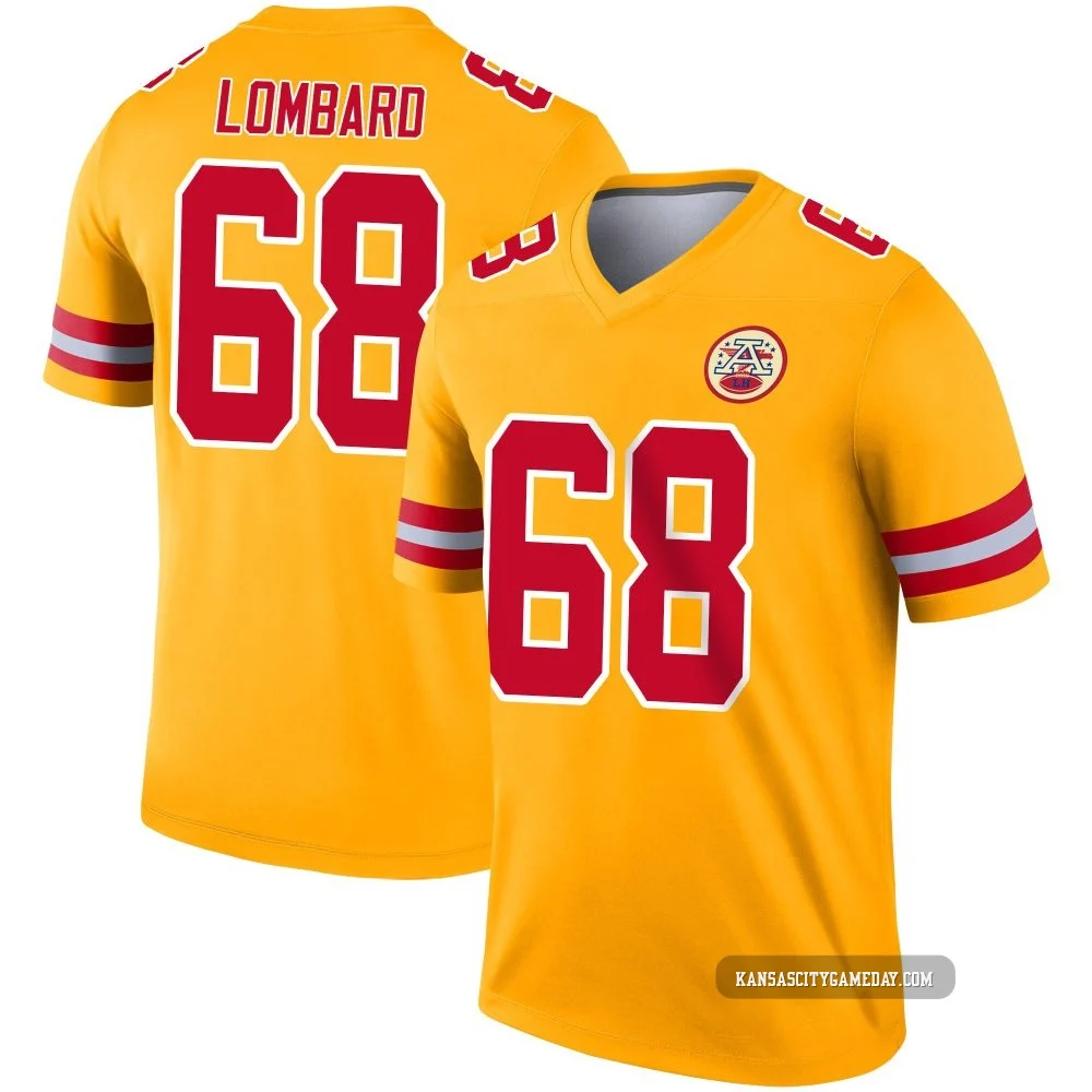 Men's Joey Lombard Kansas City Chiefs ＃68 Legend Gold Inverted Jersey