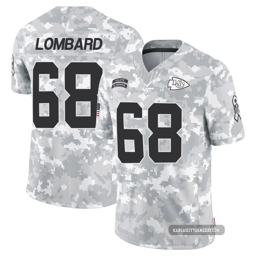 Men's Joey Lombard Kansas City Chiefs ＃68 Limited Arctic Camo 2024 Salute to Service Jersey