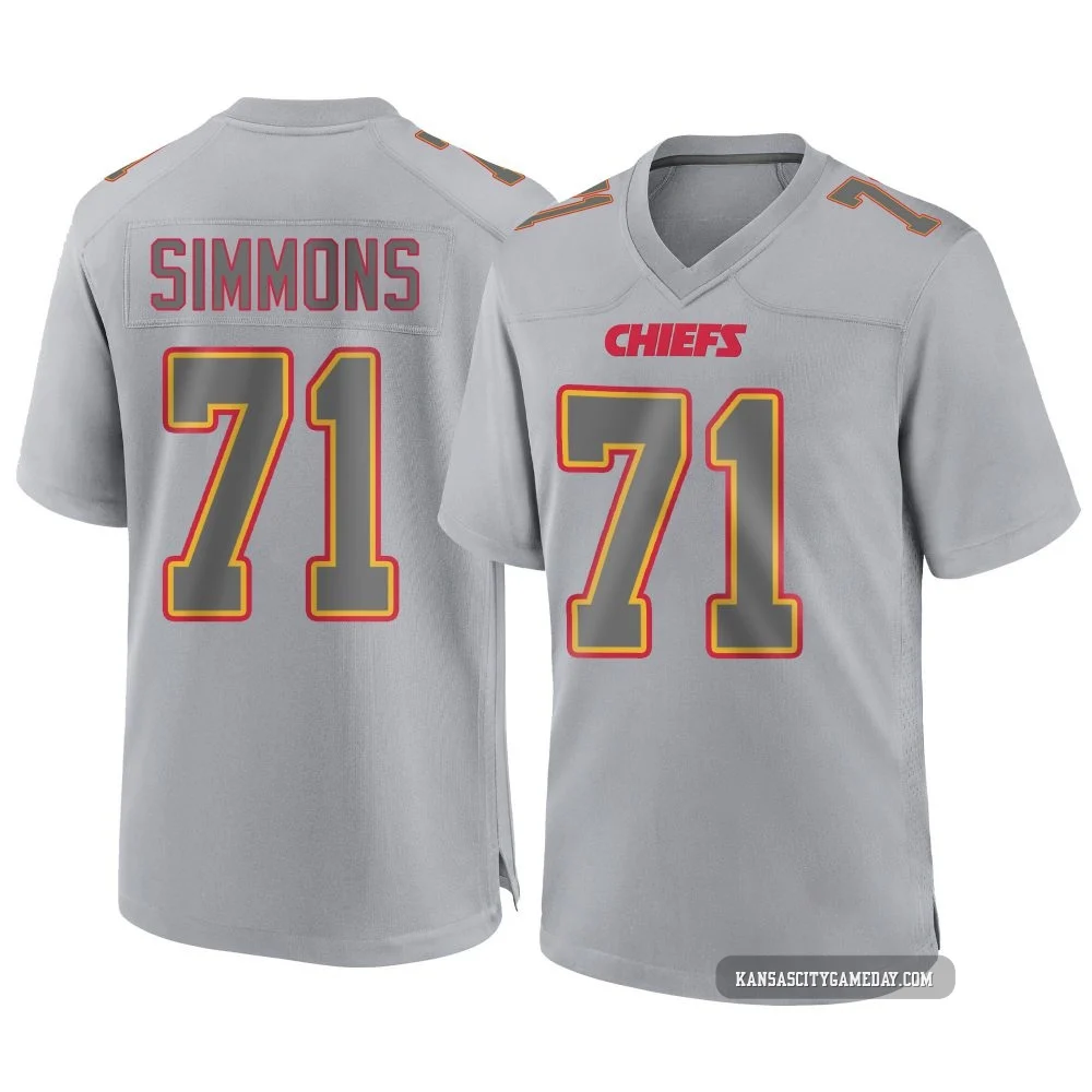 Men's Josh Simmons Kansas City Chiefs ＃71 Game Gray Atmosphere Fashion Jersey