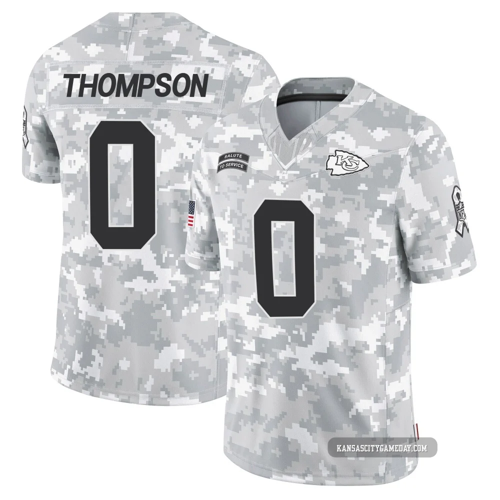 Men's Josh Thompson Kansas City Chiefs ＃0 Limited Arctic Camo 2024 Salute to Service Jersey