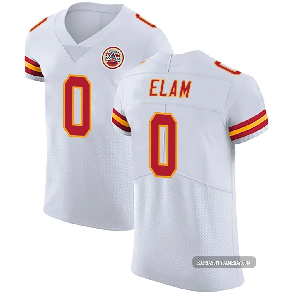 Men's Kaiir Elam Kansas City Chiefs ＃0 Elite White Vapor Untouchable Jersey