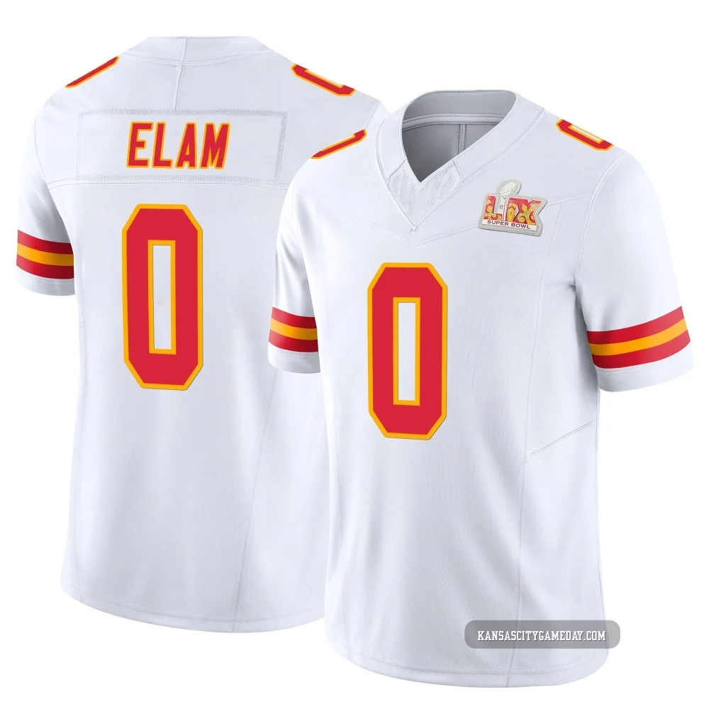 Men's Kaiir Elam Kansas City Chiefs ＃0 Limited White Vapor F.U.S.E. Super Bowl LIX Jersey