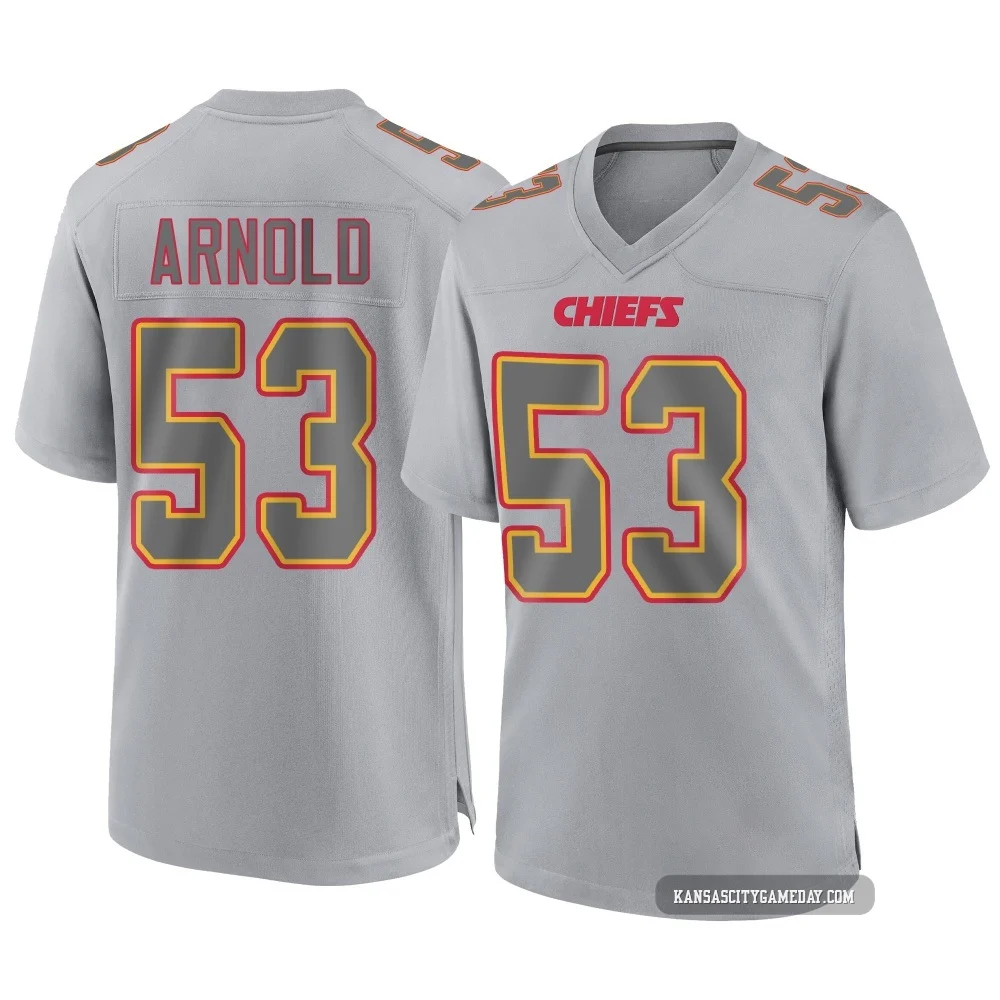 Men's Kam Arnold Kansas City Chiefs ＃53 Game Gray Atmosphere Fashion Jersey