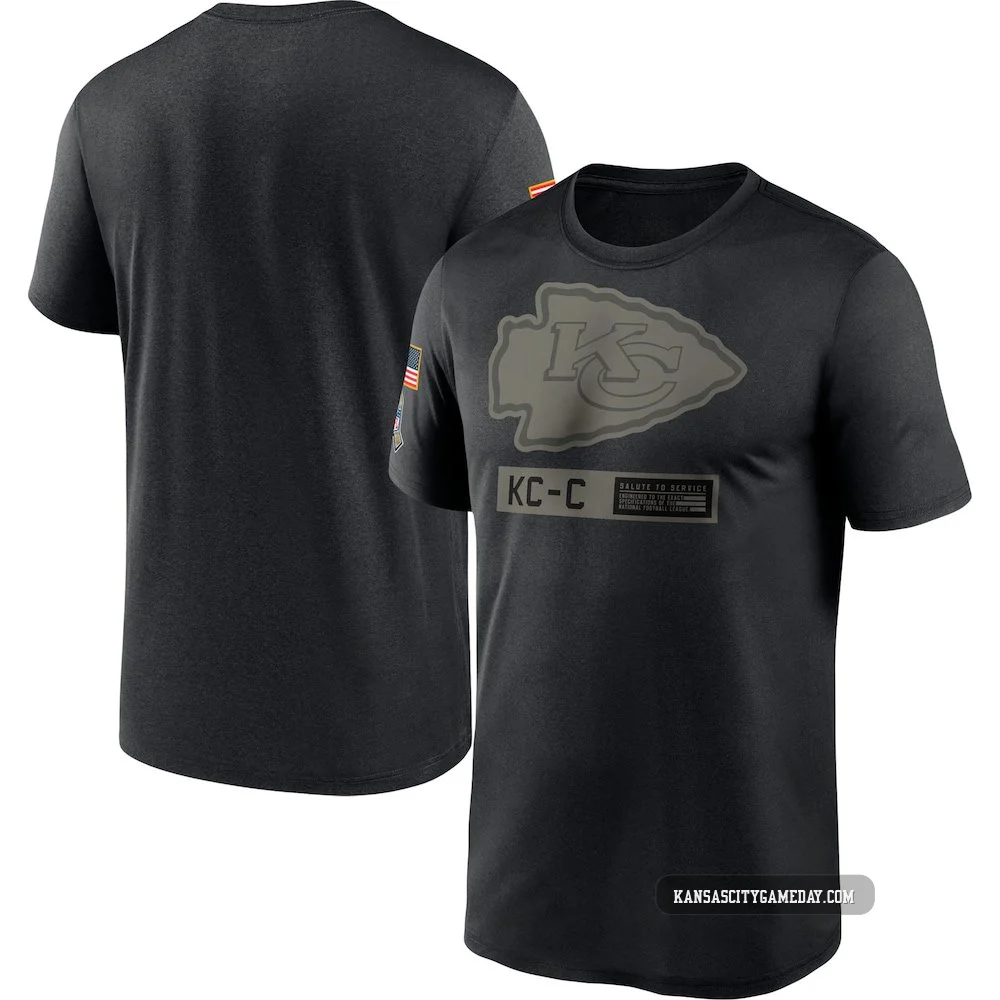 Men's Kansas City Chiefs Black 2020 Salute to Service Team Logo Performance T-Shirt