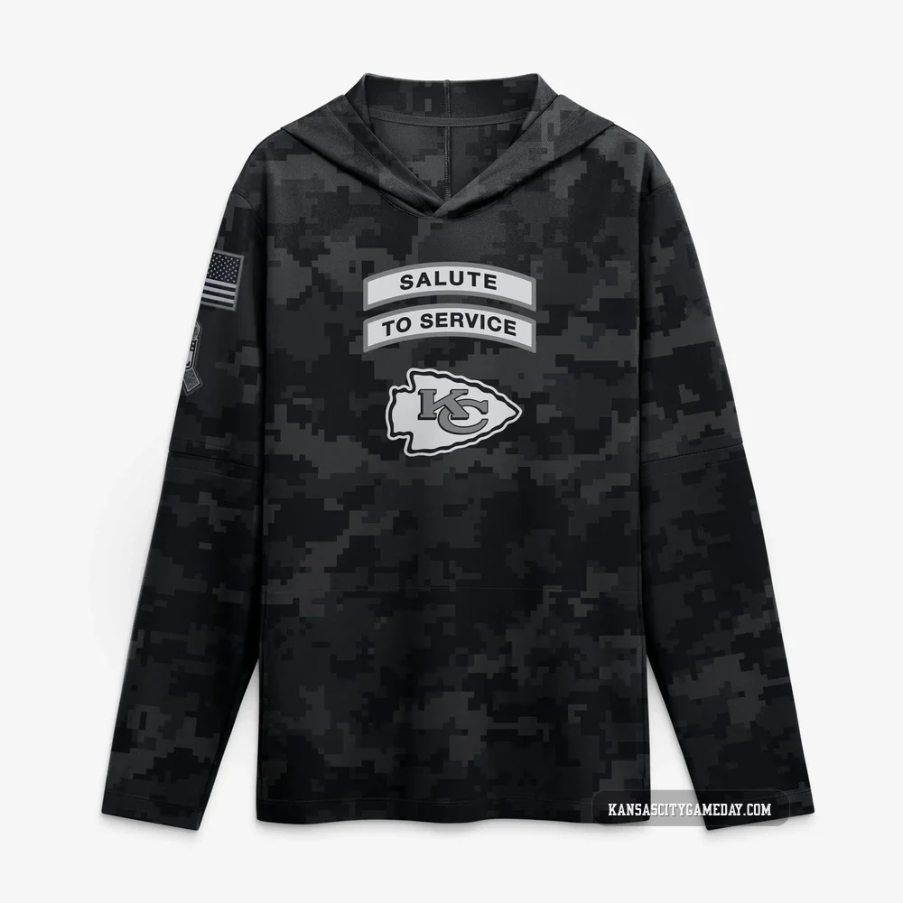 Men's Kansas City Chiefs Black 2026 Salute to Service Sideline Lightweight Hooded Dri-FIT Long Sleeve Top
