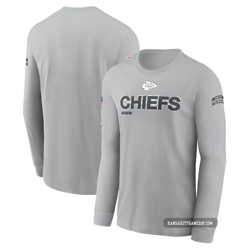 Men's Kansas City Chiefs Gray 2024 Salute To Service Long Sleeve T-Shirt