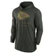 Men's Kansas City Chiefs Green Forest 2025 Salute to Service Sideline Lightweight Long Sleeve Hooded Pullover T-Shirt