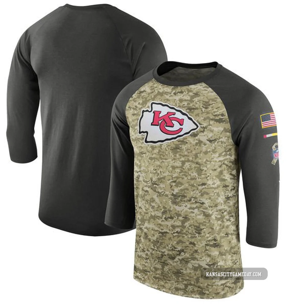 Men's Kansas City Chiefs Legend Camo/Anthracite Salute to Service 2017 Sideline Performance Three-Quarter Sleeve T-Shirt