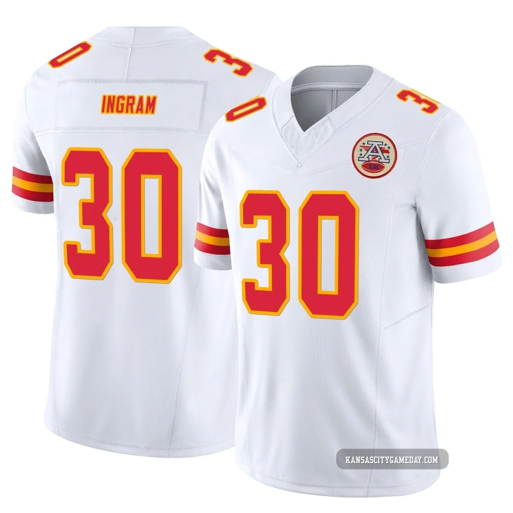 Men's Keaontay Ingram Kansas City Chiefs ＃30 Limited White Vapor F.U.S.E. Jersey