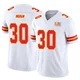 Men's Keaontay Ingram Kansas City Chiefs ＃30 Limited White Vapor F.U.S.E. Super Bowl LIX Jersey