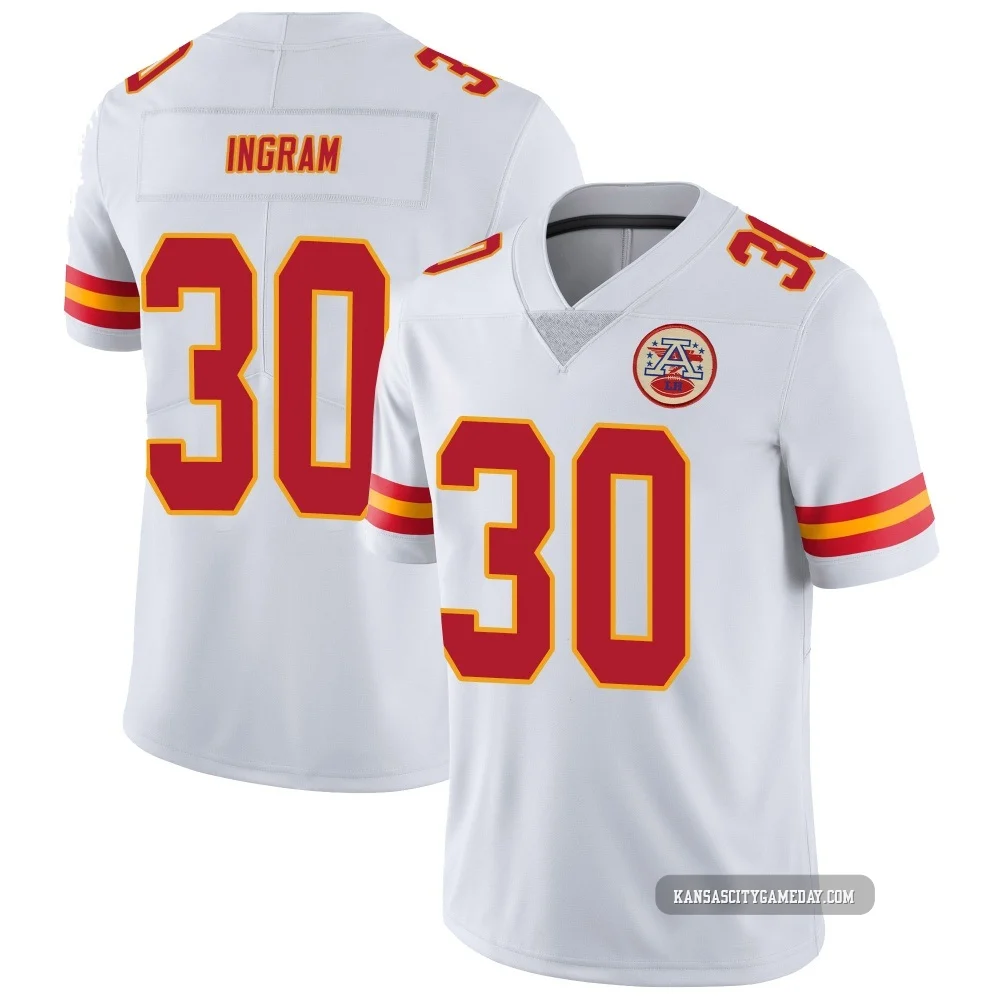 Men's Keaontay Ingram Kansas City Chiefs ＃30 Limited White Vapor Untouchable Jersey