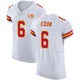 Men's Kenny Cook Kansas City Chiefs ＃6 Elite White Vapor Untouchable Super Bowl LIX Jersey