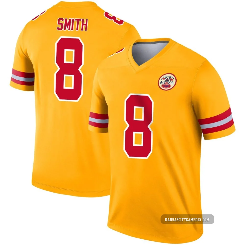 Men's Key'Shawn Smith Kansas City Chiefs ＃8 Legend Gold Inverted Jersey