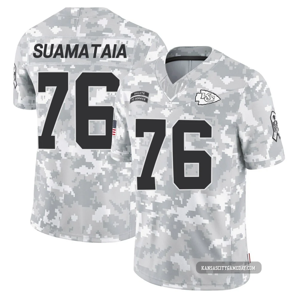 Men's Kingsley Suamataia Kansas City Chiefs ＃76 Limited Arctic Camo 2024 Salute to Service Jersey