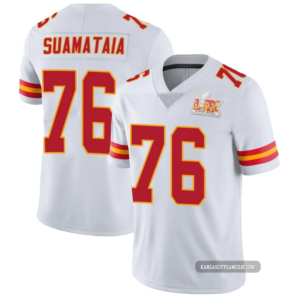 Men's Kingsley Suamataia Kansas City Chiefs ＃76 Limited White Vapor Untouchable Super Bowl LIX Jersey