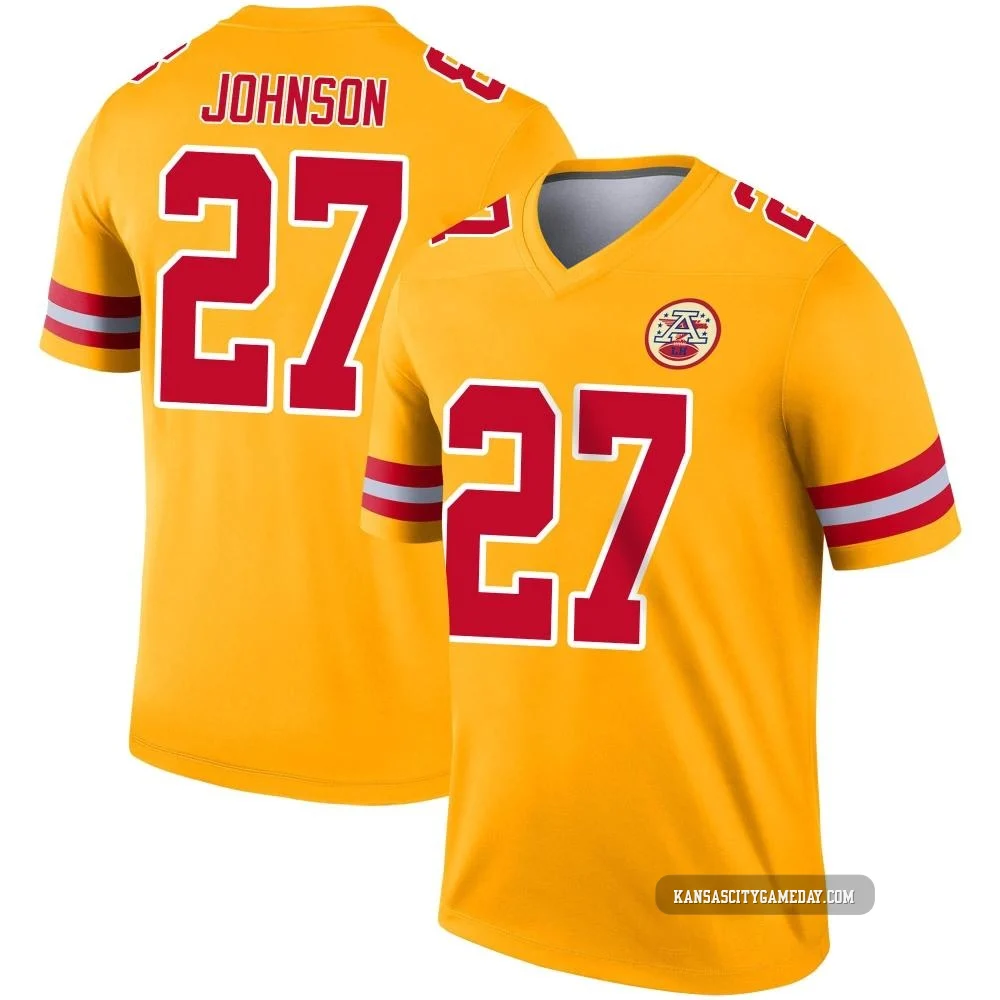 Men's Larry Johnson Kansas City Chiefs ＃27 Legend Gold Inverted Jersey