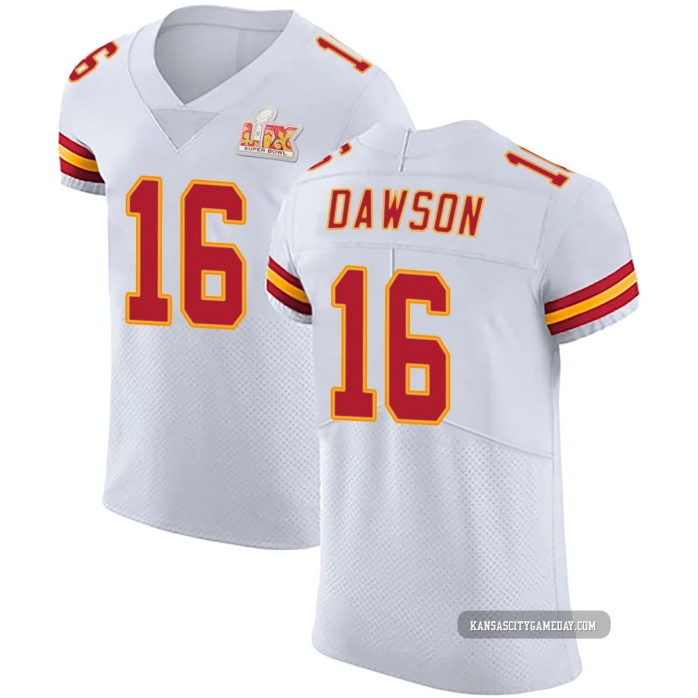 Men's Len Dawson Kansas City Chiefs ＃16 Elite White Vapor Untouchable Super Bowl LIX Jersey