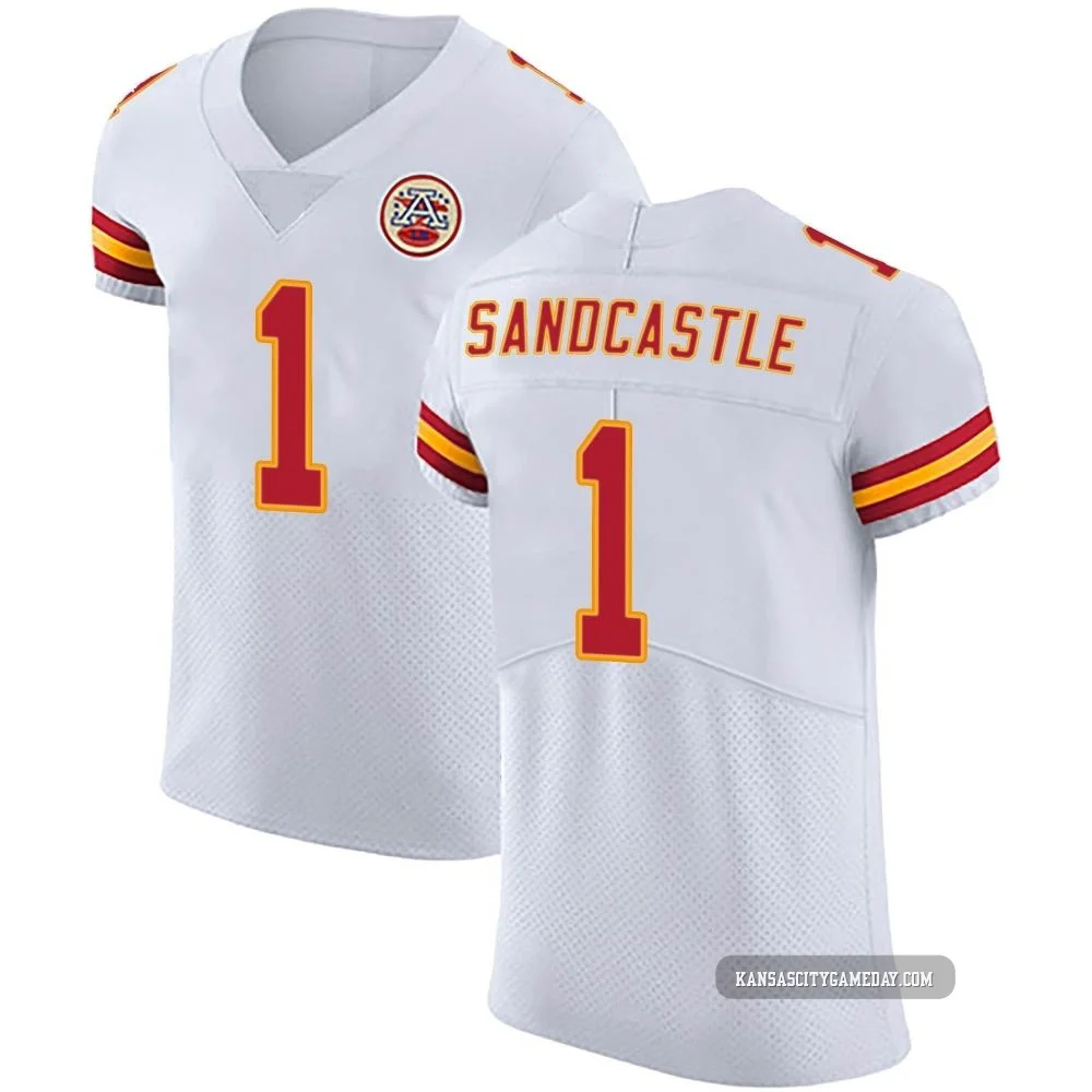 Men's Leon Sandcastle Kansas City Chiefs ＃1 Elite White Vapor Untouchable Jersey