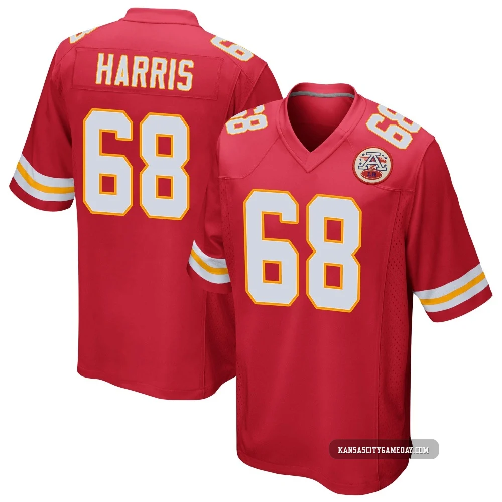 Men's Marcus Harris Kansas City Chiefs ＃68 Game Red Team Color Jersey