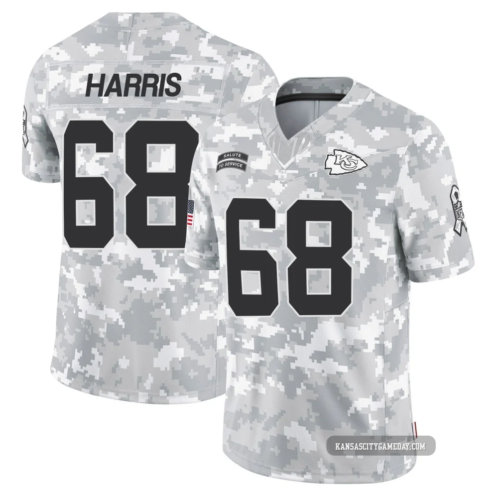 Men's Marcus Harris Kansas City Chiefs ＃68 Limited Arctic Camo 2024 Salute to Service Jersey