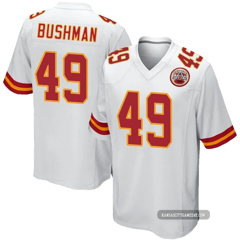 Men's Matt Bushman Kansas City Chiefs ＃49 Game White Jersey