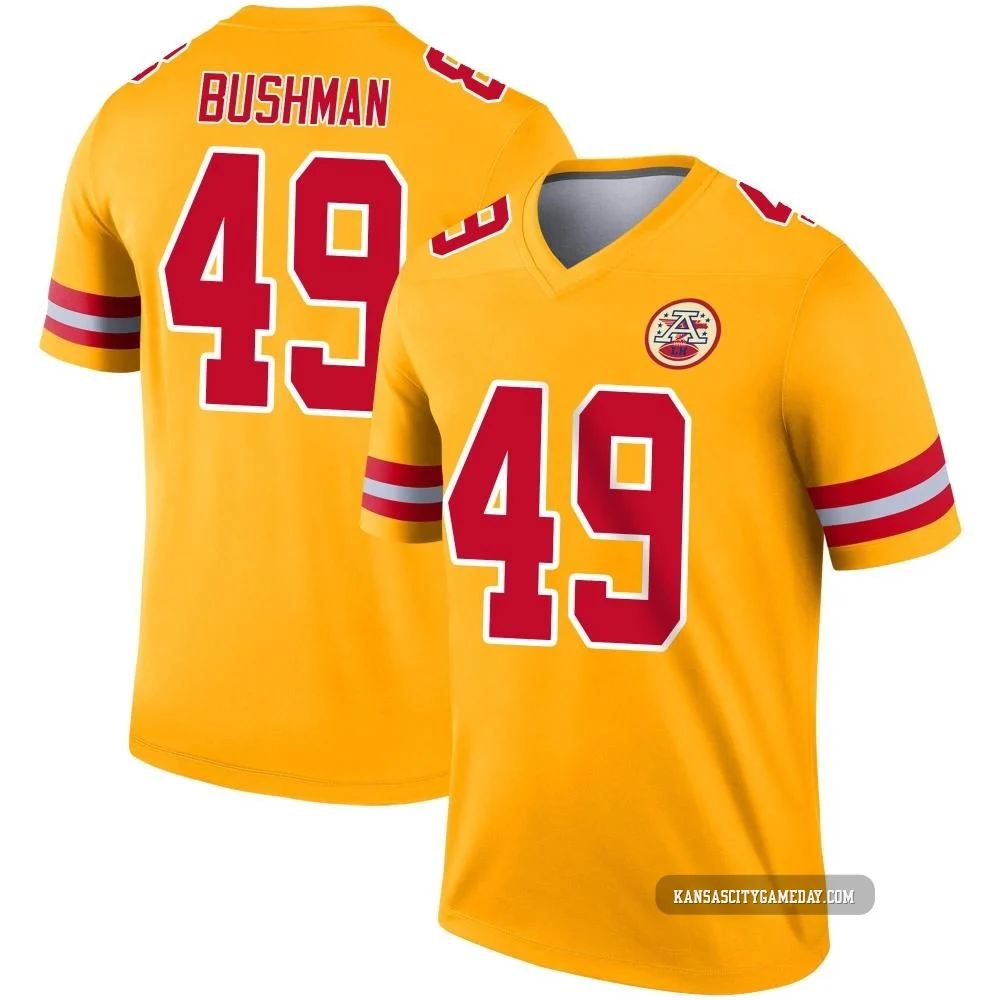 Men's Matt Bushman Kansas City Chiefs ＃49 Legend Gold Inverted Jersey