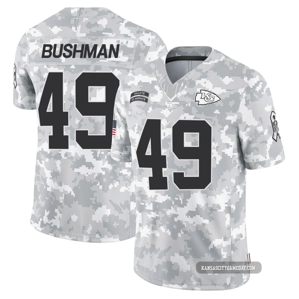 Men's Matt Bushman Kansas City Chiefs ＃49 Limited Arctic Camo 2024 Salute to Service Jersey