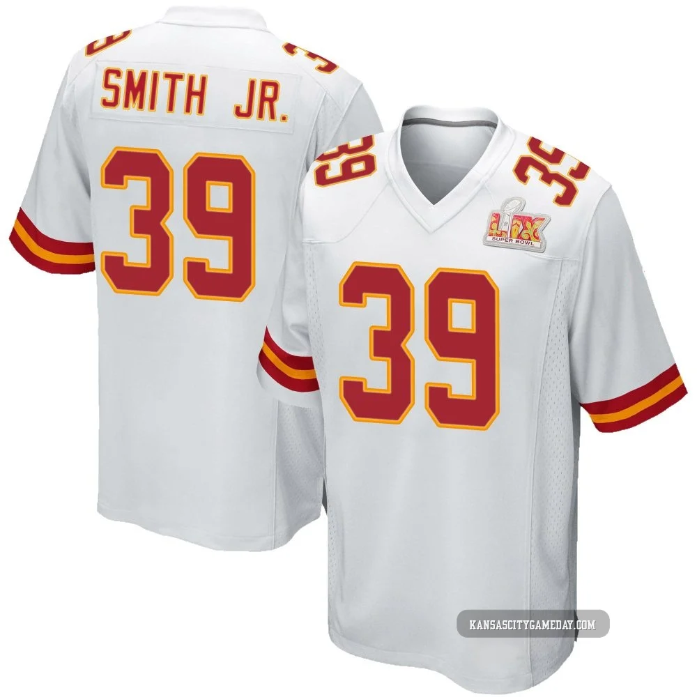 Men's Melvin Smith Jr. Kansas City Chiefs ＃39 Game White Super Bowl LIX Jersey