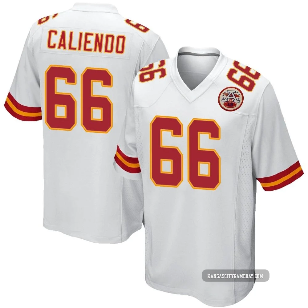 Men's Mike Caliendo Kansas City Chiefs ＃66 Game White Jersey