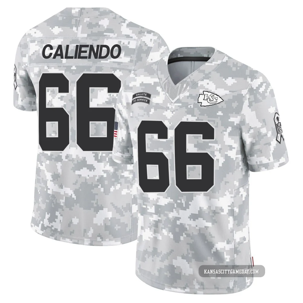 Men's Mike Caliendo Kansas City Chiefs ＃66 Limited Arctic Camo 2024 Salute to Service Jersey