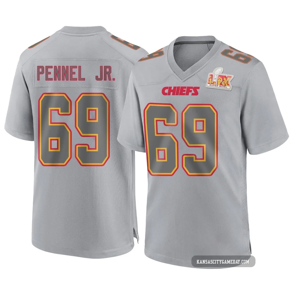 Men's Mike Pennel Jr. Kansas City Chiefs ＃69 Game Gray Atmosphere Fashion Super Bowl LIX Jersey