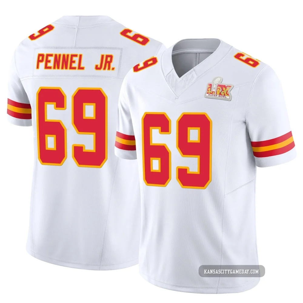 Men's Mike Pennel Jr. Kansas City Chiefs ＃69 Limited White Vapor F.U.S.E. Super Bowl LIX Jersey