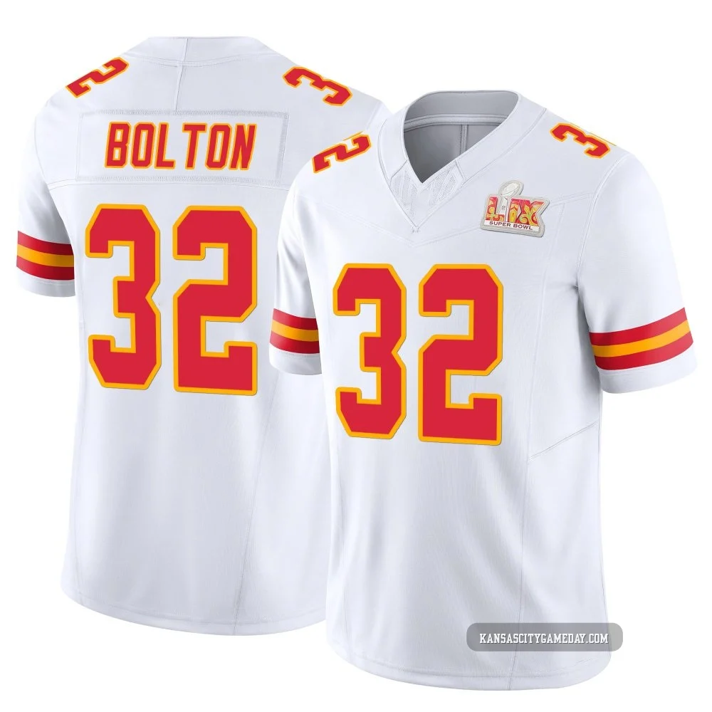 Men's Nick Bolton Kansas City Chiefs ＃32 Limited White Vapor F.U.S.E. Super Bowl LIX Jersey