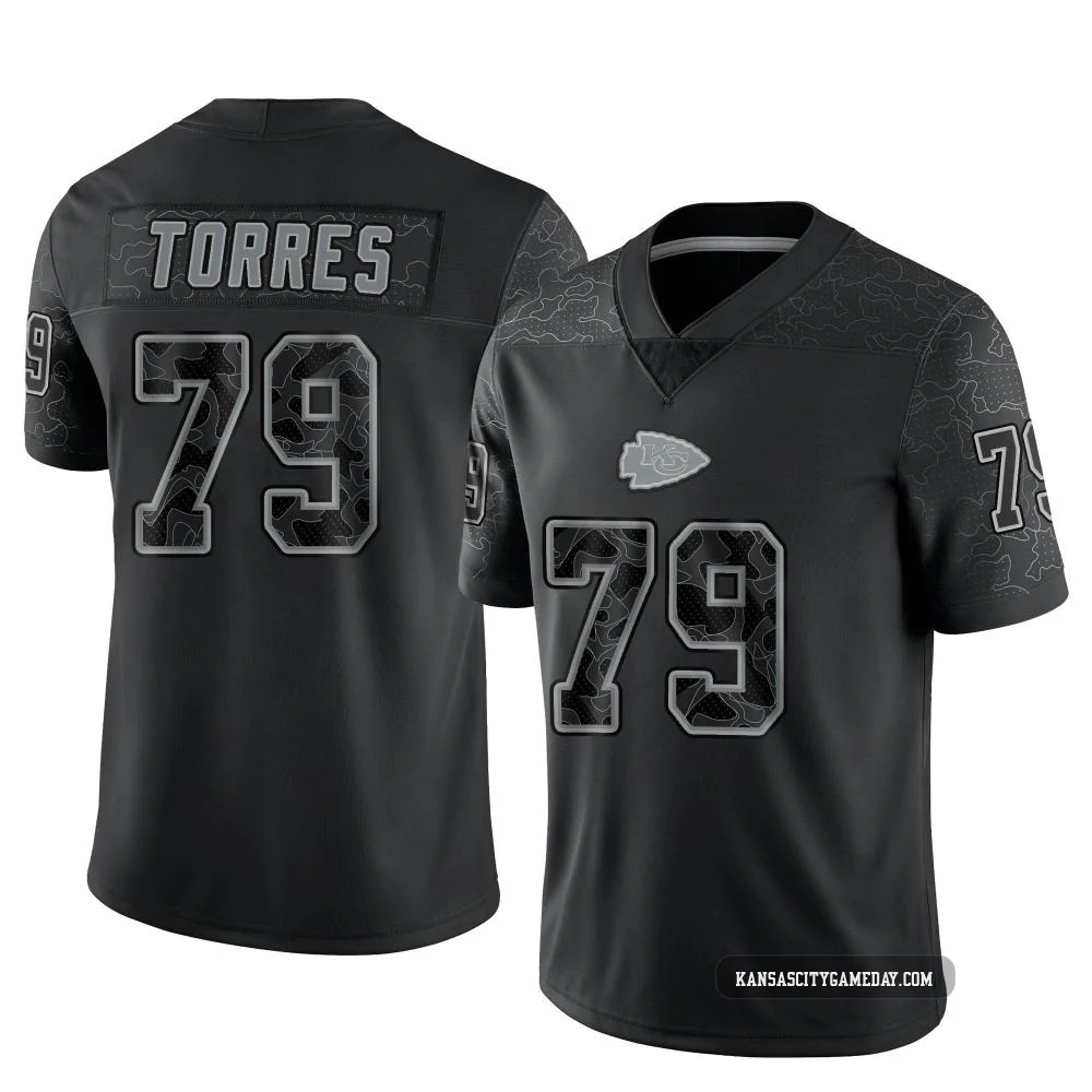 Men's Nick Torres Kansas City Chiefs ＃79 Limited Black Reflective Jersey