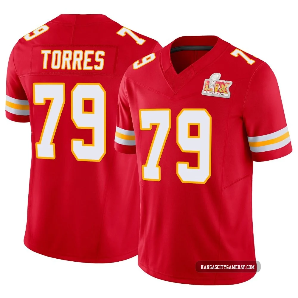Men's Nick Torres Kansas City Chiefs ＃79 Limited Red Vapor F.U.S.E. Super Bowl LIX Jersey