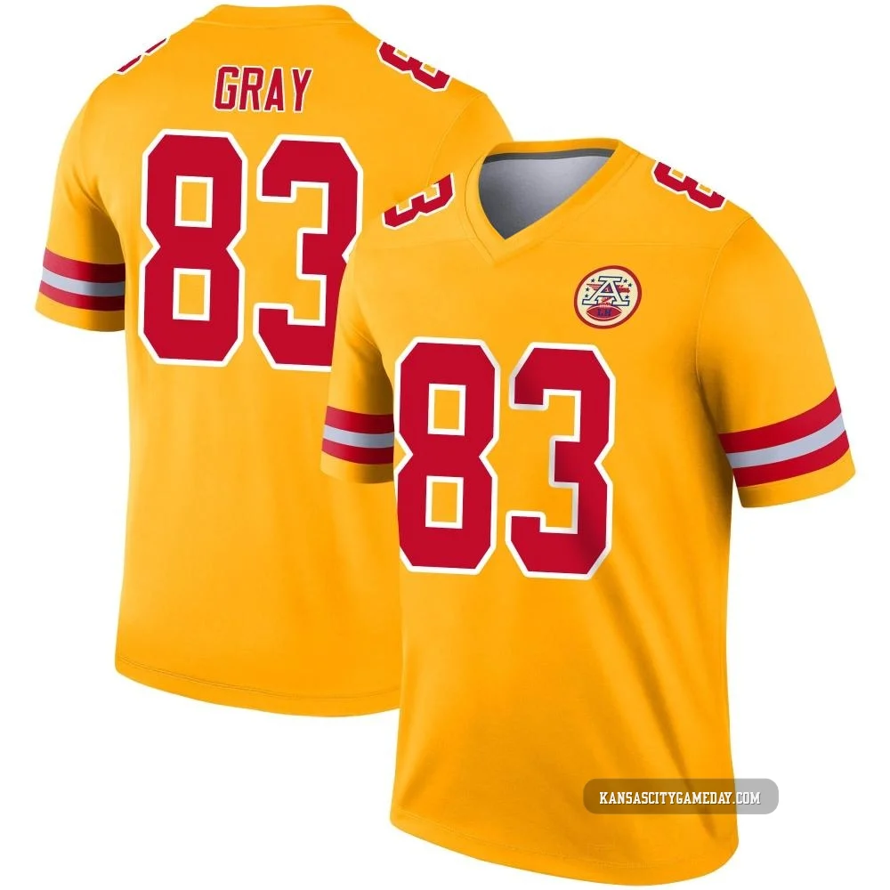 Men's Noah Gray Kansas City Chiefs ＃83 Legend Gold Inverted Jersey