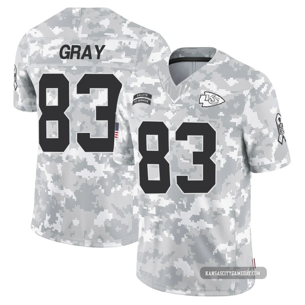 Men's Noah Gray Kansas City Chiefs ＃83 Limited Arctic Camo 2024 Salute to Service Jersey