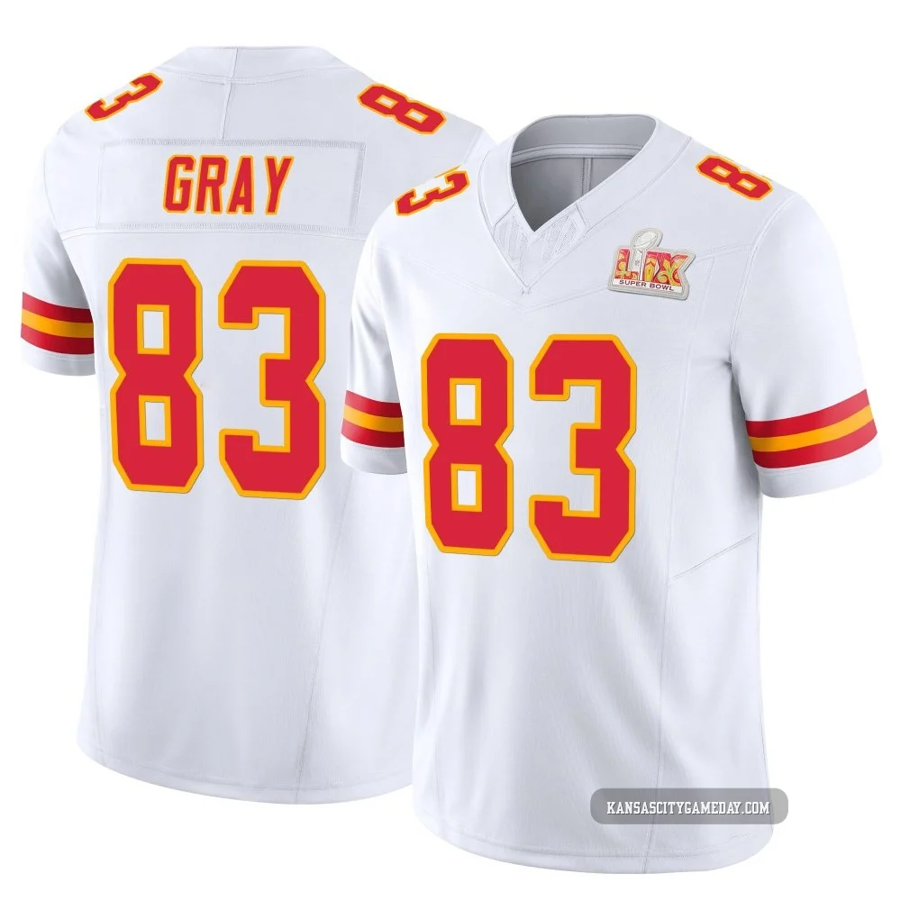 Men's Noah Gray Kansas City Chiefs ＃83 Limited White Vapor F.U.S.E. Super Bowl LIX Jersey