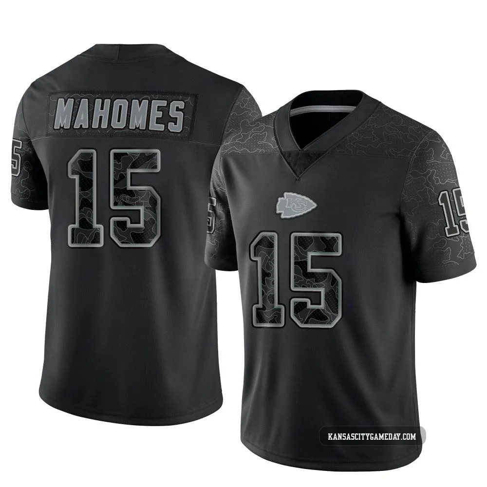 Men's Patrick Mahomes Kansas City Chiefs ＃15 Limited Black Reflective Jersey