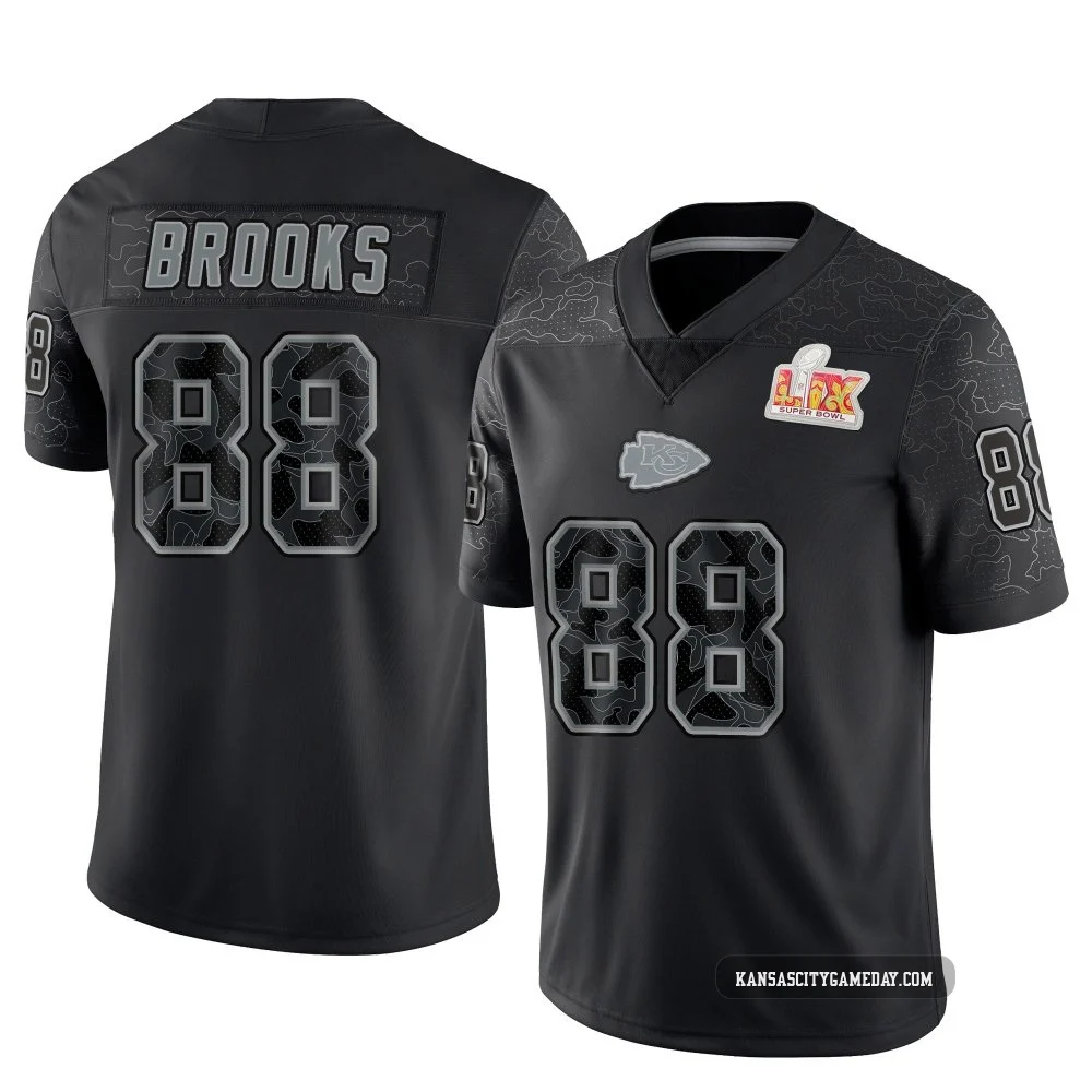 Men's Phillip Brooks Kansas City Chiefs ＃88 Limited Black Reflective Super Bowl LIX Jersey